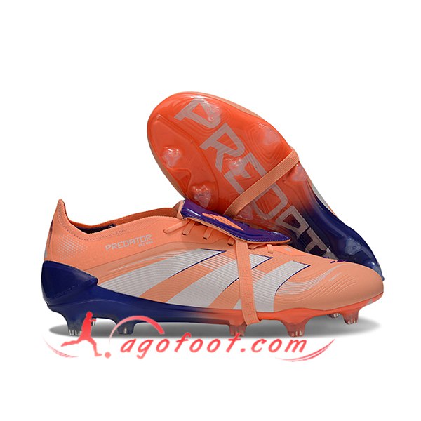 Adidas Chaussures de Foot 25 Predator Elite Tongue FG Orange/Blanc/Pourpre