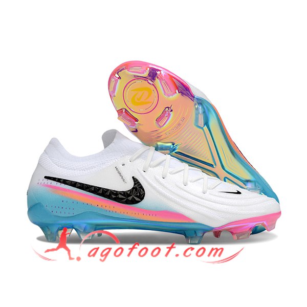 Nike Chaussures de Foot Phantom Luna Elite NU FG Blanc/Noir/Rose/Bleu