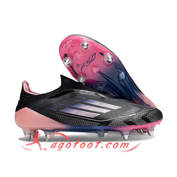 Adidas Chaussures de Foot F50 Elite Laceless SG Noir/Pourpre/Rose