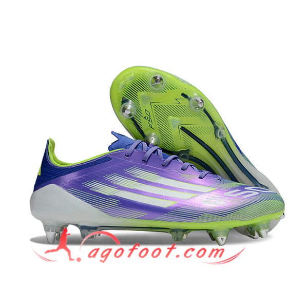 Adidas Chaussures de Foot F50 ELITE SG Pourpre/Vert/Blanc -02