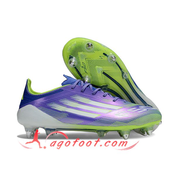 Adidas Chaussures de Foot F50 ELITE SG Pourpre/Vert/Blanc -03