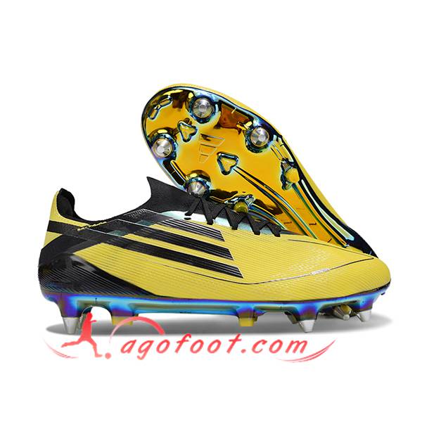Adidas Chaussures de Foot F50 Elite SG Jaune/Noir -03