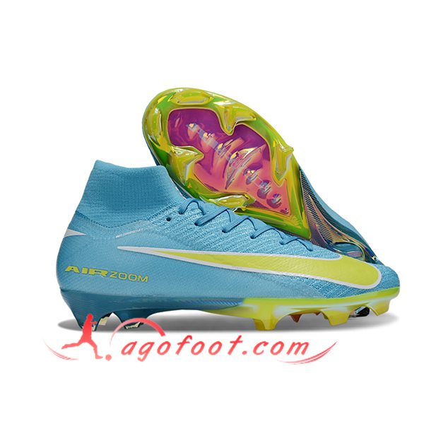 Nike Chaussures de Foot Air Zoom Mercurial Superfly IIX Elite FG Bleu/Vert