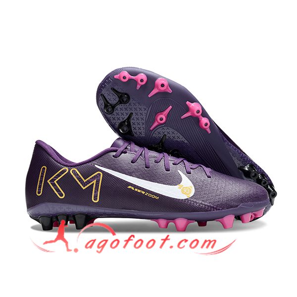 Nike Chaussures de Foot AIR ZOOM MERCURIAL VAPOR XVI ACADEMY X MBAPPE AG Pourpre/Blanc