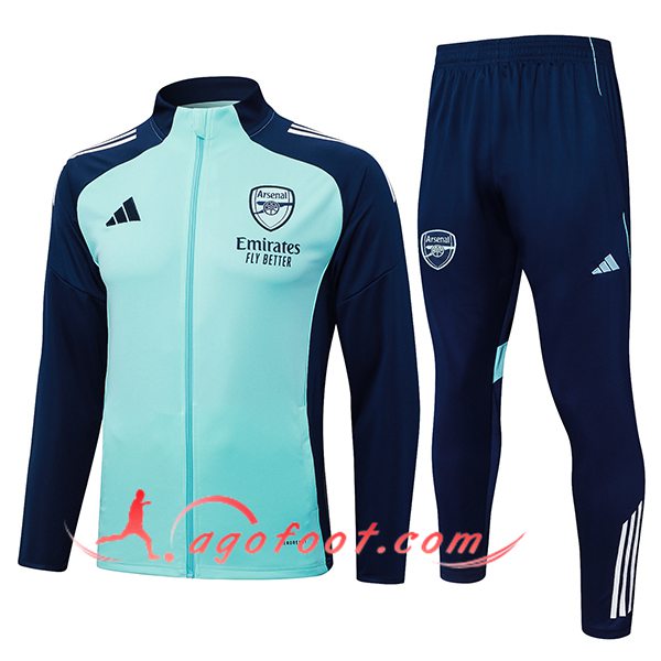 Ensemble Survetement de Foot Veste Arsenal Vert/Bleu 2025/2026