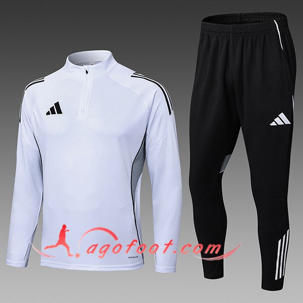 Ensemble Survetement de Foot Adidas Enfant Blanc/Noir/Gris 2025/2026