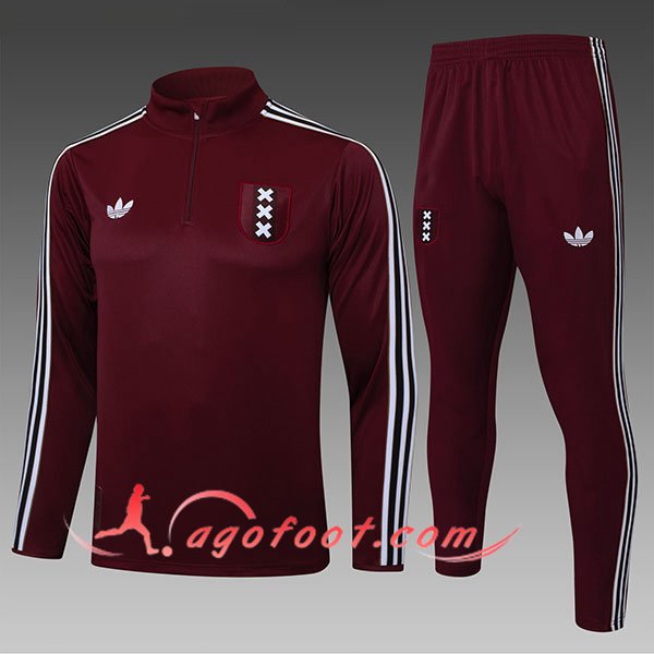 Ensemble Survetement de Foot Ajax Enfant Rouge/Blanc 2025/2026