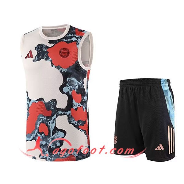 Ensemble Training Debardeur Bayern Munich Enfant Beige/Rouge/Bleu 2025/2026