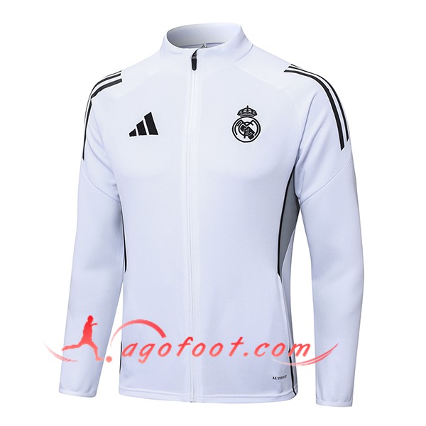 Veste Foot Real Madrid Blanc/Noir/Gris 2025/2026