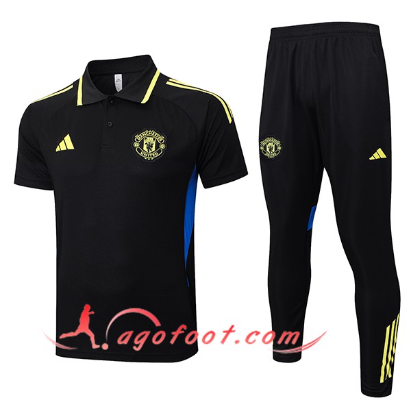 Ensemble Polo Foot Manchester United Noir/Vert/Bleu 2025/2026