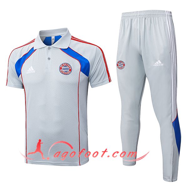 Ensemble Polo Foot Bayern Munich Gris/Bleu/Rouge 2025/2026