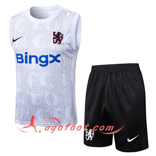Ensemble Training Debardeurs FC Chelsea Blanc/Gris 2025/2026