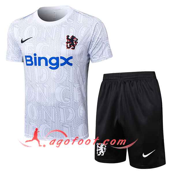 Ensemble Training T-Shirts FC Chelsea Blanc/Gris 2025/2026 -02