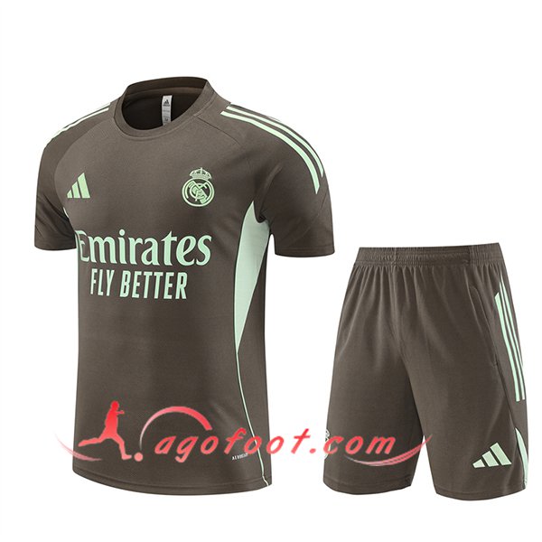 Ensemble Training T-Shirts Real Madrid Brun/Vert 2025/2026