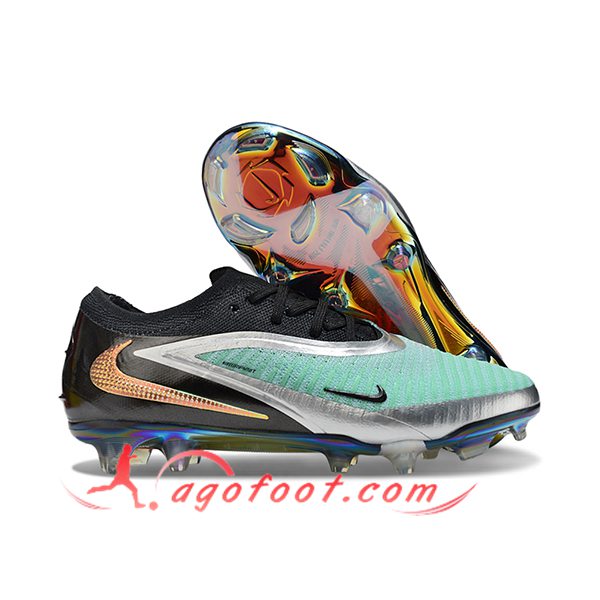 Nike Chaussures de Foot Phantom GX III Elite FG Noir/Vert/Gris/Orange