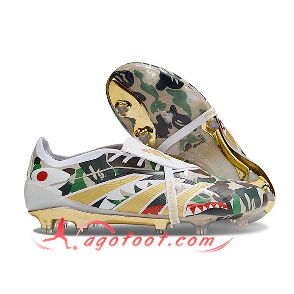 Adidas Chaussures de Foot 25 Predator Elite Tongue FG Blanc/Jaune/Vert