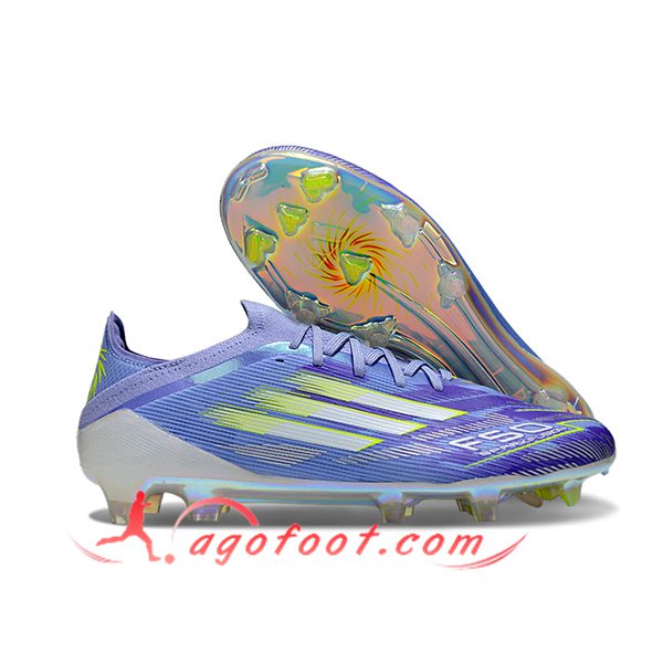 Adidas Chaussures de Foot F50 Elite FG Pourpre/Vert -02