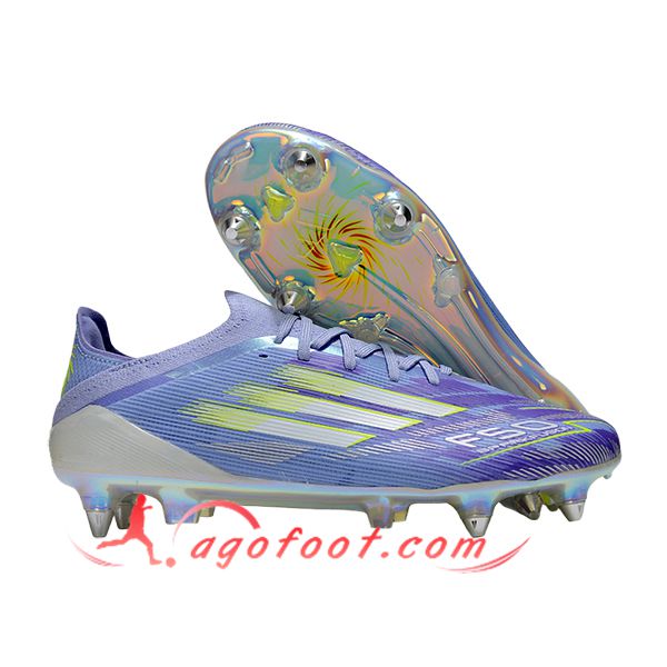 Adidas Chaussures de Foot F50 Elite SG Pourpre/Vert -03