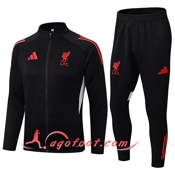 Ensemble Survetement de Foot Veste FC Liverpool Noir/Rouge/Blanc 2025/2026