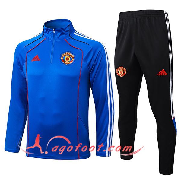 Ensemble Survetement de Foot Manchester United Bleu/Blanc/Rouge 2025/2026