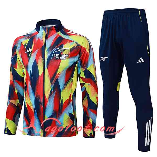 Ensemble Survetement de Foot Veste Arsenal Rouge/Bleu/Jaune 2025/2026