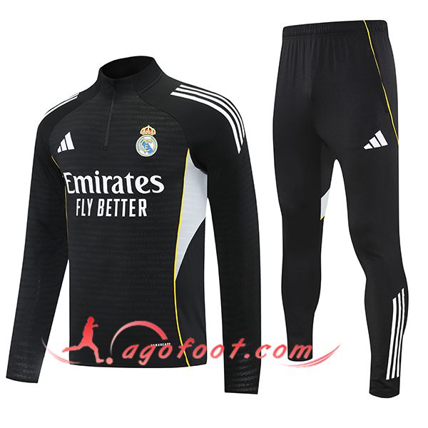 Ensemble Survetement de Foot Real Madrid Noir/Gris 2025/2026 -02