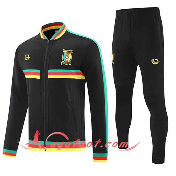 Ensemble Survetement de Foot Veste Cameroun Noir/Vert 2025/2026