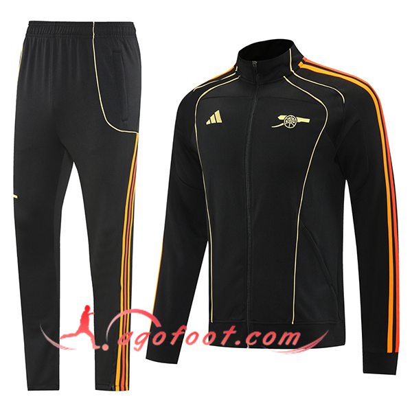 Ensemble Survetement de Foot Veste Arsenal Noir/Orange/Rouge 2025/2026