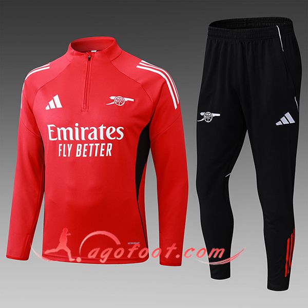 Ensemble Survetement de Foot Foot Arsenal Enfant Rouge/Noir/Blanc 2025/2026