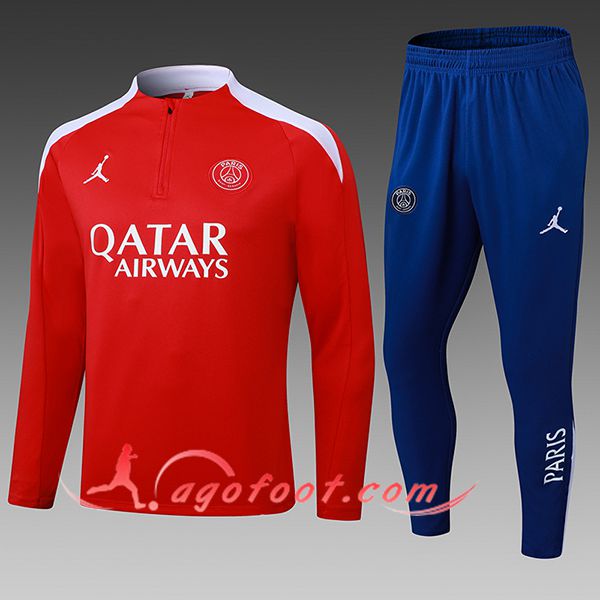 Ensemble Survetement de Foot PSG Enfant Rouge/Blanc 2025/2026