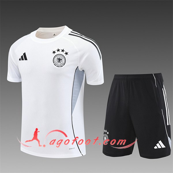 Ensemble Training T-Shirts Allemagne Enfant Blanc/Noir/Gris 2025/2026