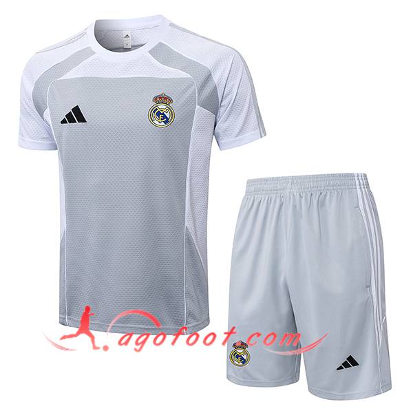 Ensemble Training T-Shirts Real Madrid Gris/Blanc 2025/2026 -03