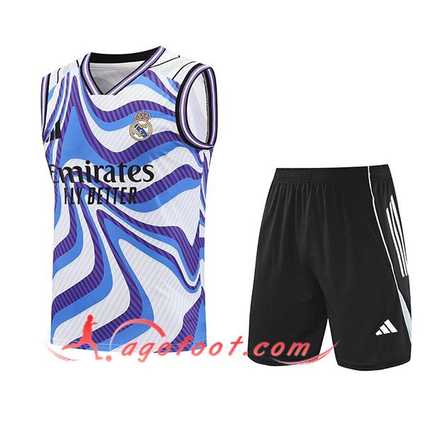 Ensemble Training Debardeurs Real Madrid Blanc/Bleu/Pourpre 2025/2026