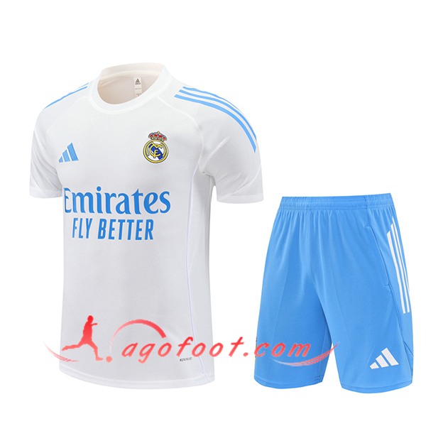 Ensemble Training T-Shirts Real Madrid Blanc/Bleu 2025/2026 -02