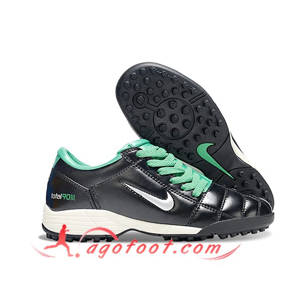 Nike Chaussures de Foot T90 TF Noir/Vert/Gris