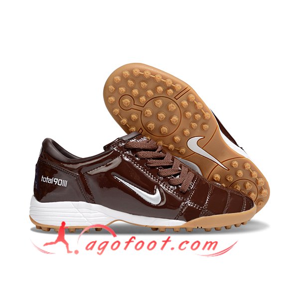 Nike Chaussures de Foot T90 TF Brun/Blanc