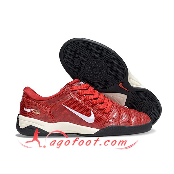 Nike Chaussures de Foot T90 IC Rouge/Blanc -02