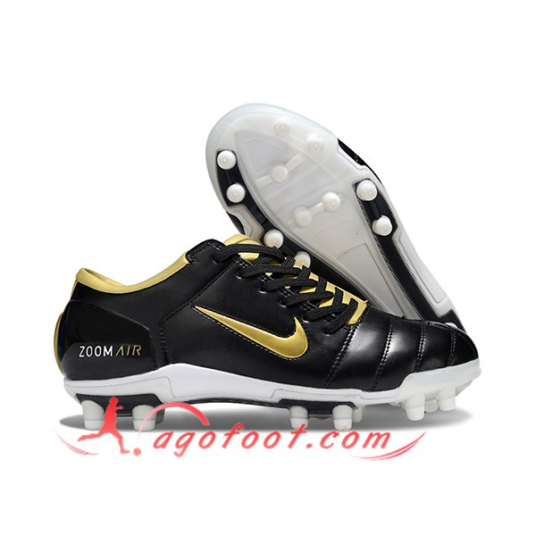 Nike Chaussures de Foot T90 FG Noir/Jaune -02
