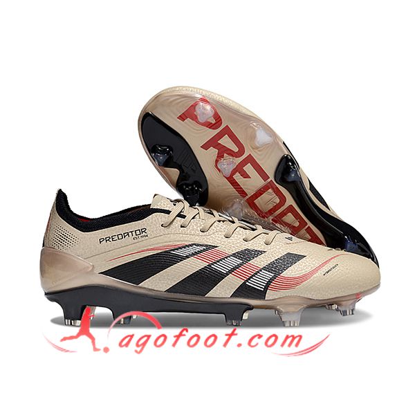 Adidas Chaussures de Foot 25 Predator Elite FG Brun/Noir/Rouge