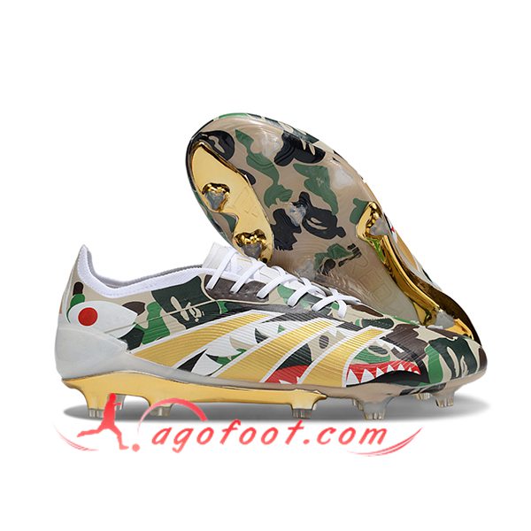 Adidas Chaussures de Foot 25 Predator Elite FG Blanc/Vert/Brun