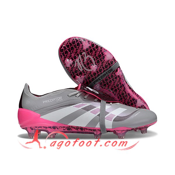 Adidas Chaussures de Foot 25 Predator Elite Tongue FG Gris/Blanc/Rose
