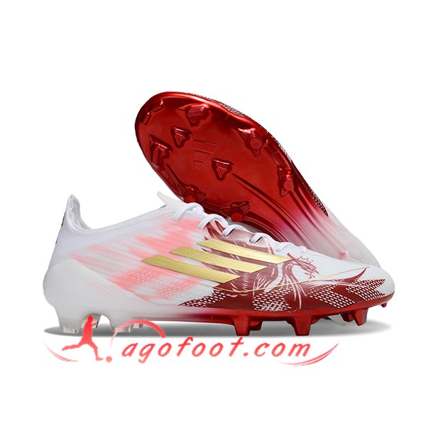 Adidas Chaussures de Foot F50 ELITE FG Blanc/Rouge/Rose/Jaune