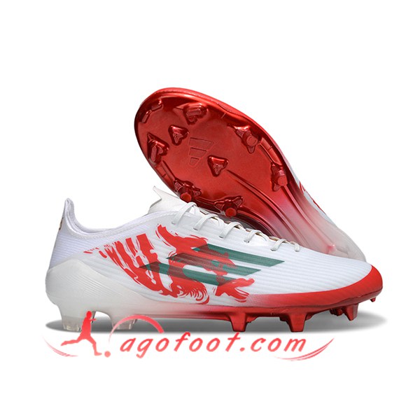 Adidas Chaussures de Foot F50 ELITE FG Blanc/Rouge/Vert