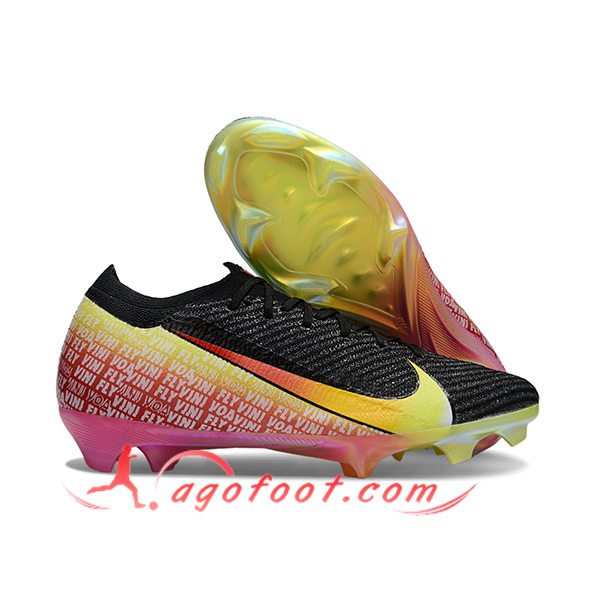 Nike Chaussures de Foot Mercurial Vapor 16 Elite "Vini Jr." Noir/Jaune/Rose