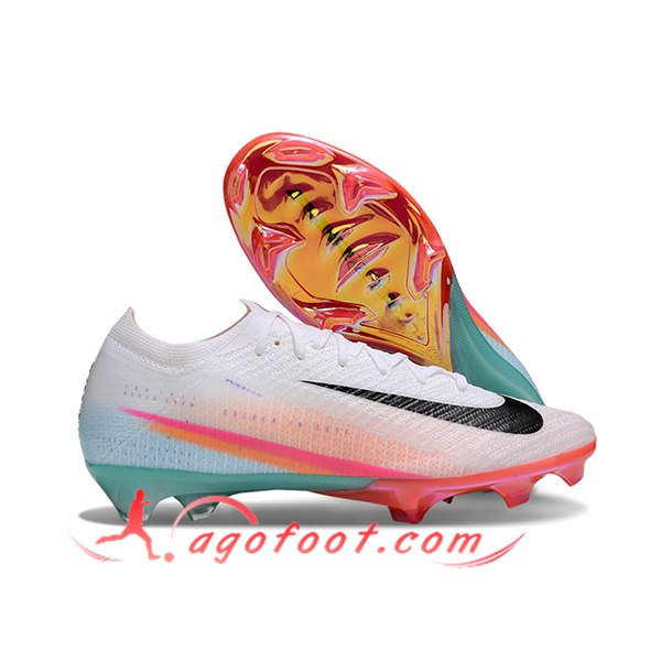 Nike Chaussures de Foot AIR Zoom Mercurial Vapor 16 Elite XXV FG Blanc/Rose/Bleu/Noir