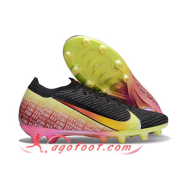 Nike Chaussures de Foot AIR Zoom Mercurial Vapor 16 Elite XXV AG Noir/Jaune/Rose