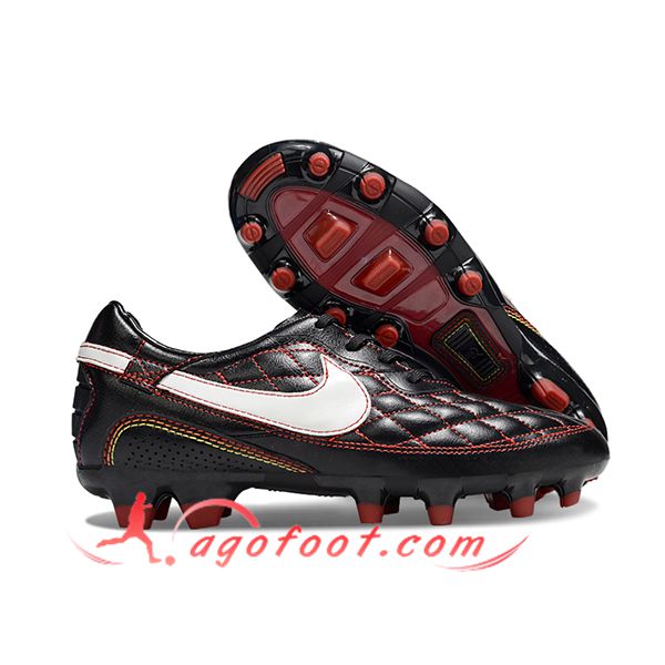Nike Chaussures de Foot Tiempo Legend R10 Elite FG Noir/Rouge/Blanc