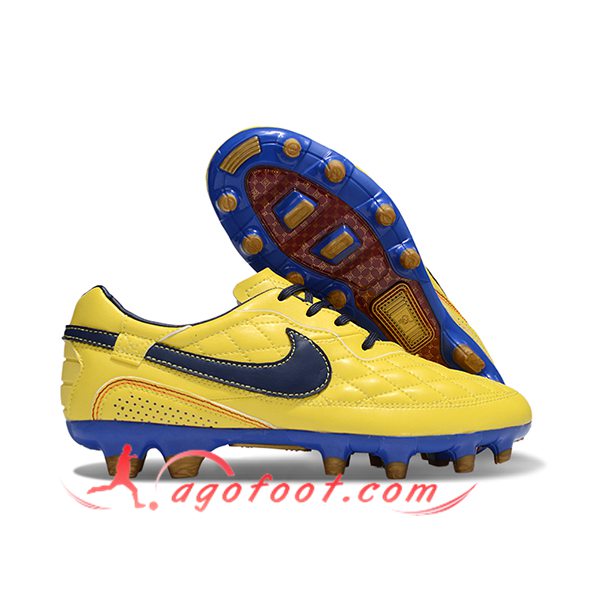 Nike Chaussures de Foot Tiempo Legend R10 Elite FG Jaune/Bleu