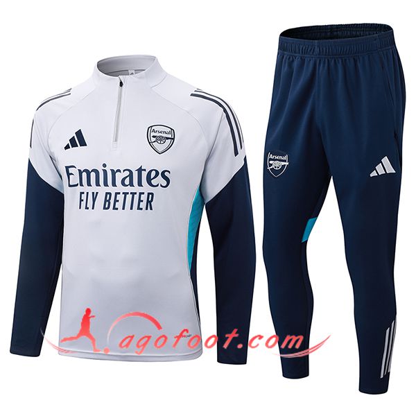 Ensemble Survetement de Foot Arsenal Gris/Bleu 2025/2026