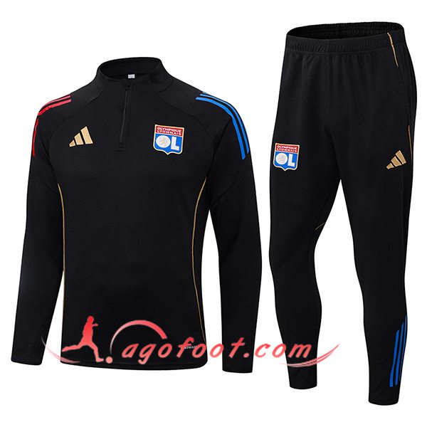 Ensemble Survetement de Foot Lyon Noir/Rouge/Bleu 2025/2026